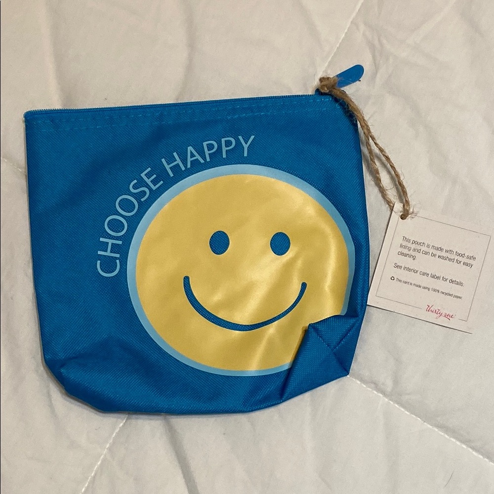 Blue and Yellow Smiley Face Pouch